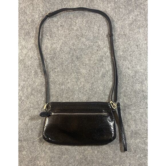 Brighton Purse Medium Black Faux Snack Skin Medium Shoulder Purse Clutch - Picture 13 of 13